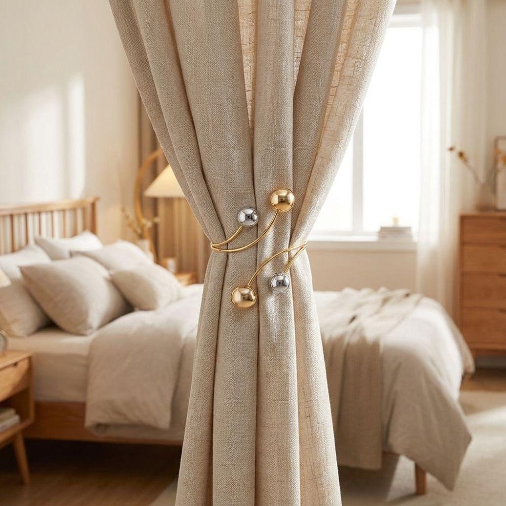 2PCS Pearl Zinc Zinc Alloy Curtain Clips Decorative Curtain Holders Elegant Curtain Holdback Bedroom