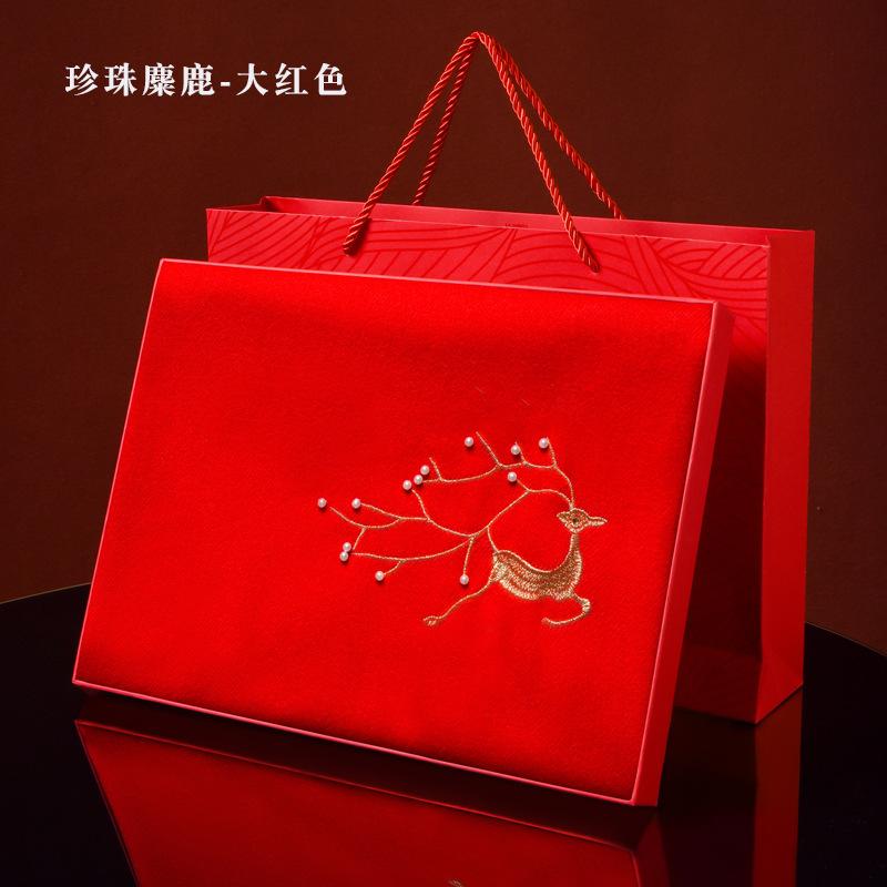 Embroidered deer imitation cashmere scarf women's winter shawl pink shawl new outer birthday gift