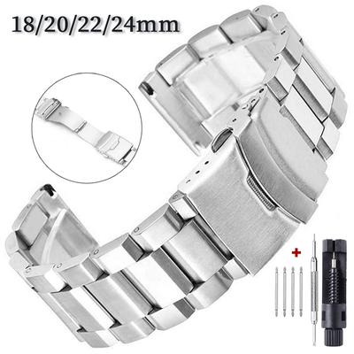 Stainless Steel Bracelet 18mm 20mm 22mm 24mm Metal Strap Folding Buckle Universal Wrist Band for Huawei Watch GT4/GT3 Watchband