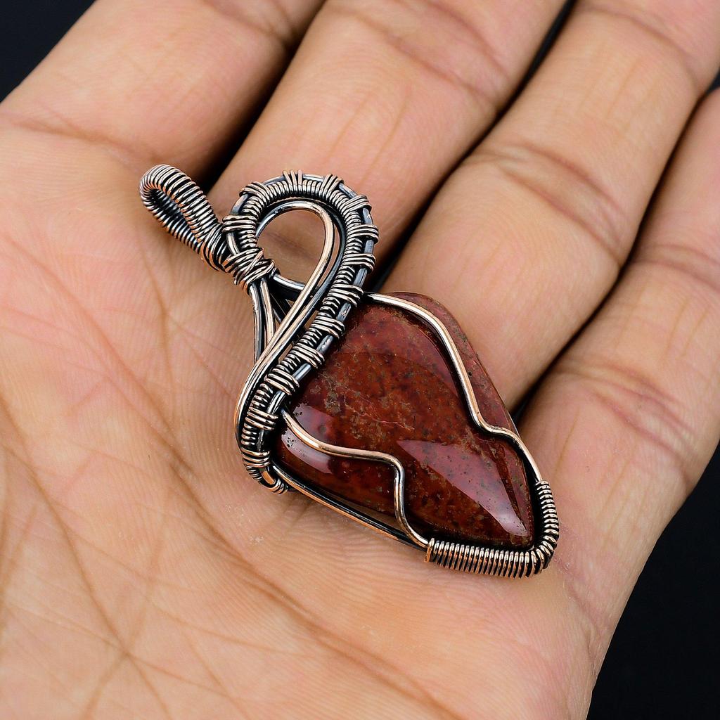 Bloodstone 999 Copper Wire Wrapped Pendant Handmade Gemstone Jewelry, Gifts For Wife Brand New Pendant