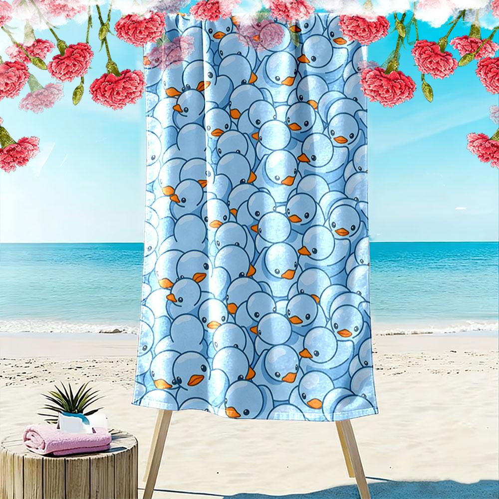 Whimsical blue duck ocean Print beach towel, quick drying, suitable for travel, outdoor sports, jogging, the beach and swimming, gift