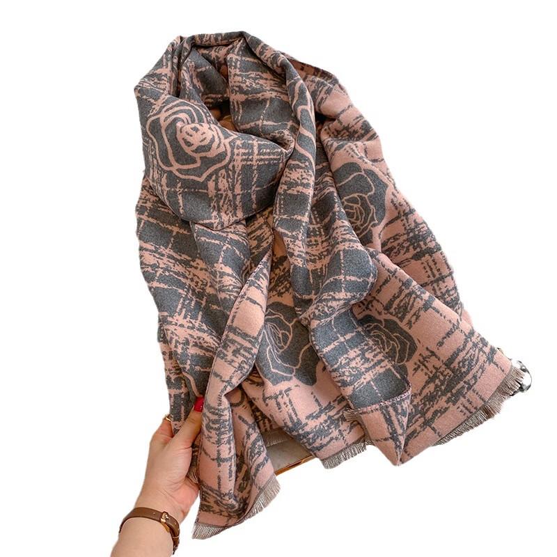 Women's Double-Sided Camellia Faux Cashmere Scarf