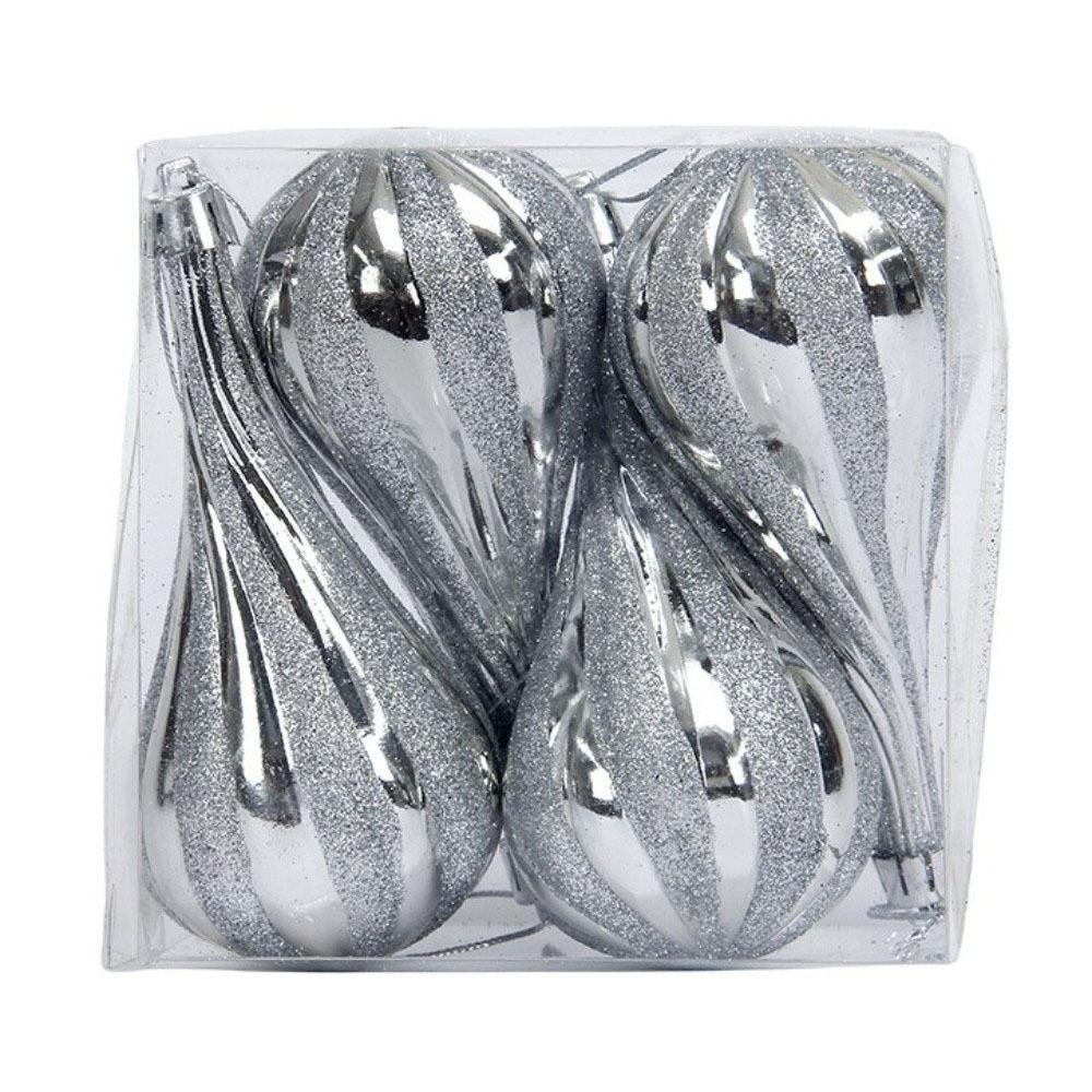 4Pcs Water Drop Ball Christmas Tree Pendants Special-shaped Xmas Tree Pendant Home Decoration