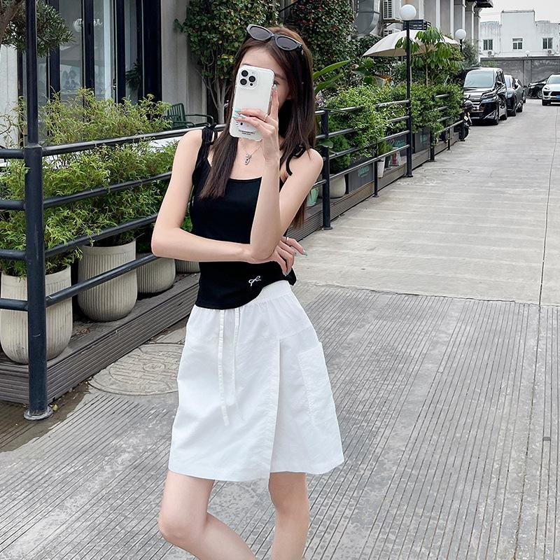 Korean Short Skirt White Skirt Women's Summer New Fashion Casual Anti-exposure Lining Skirt Straight Skirt