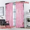 2D FLAT PRINTING 2pcs Curtains (Without Rod) Valentine's Pink Heart Blossoms Minimalist Popular Curtains Polyester Easy Install
