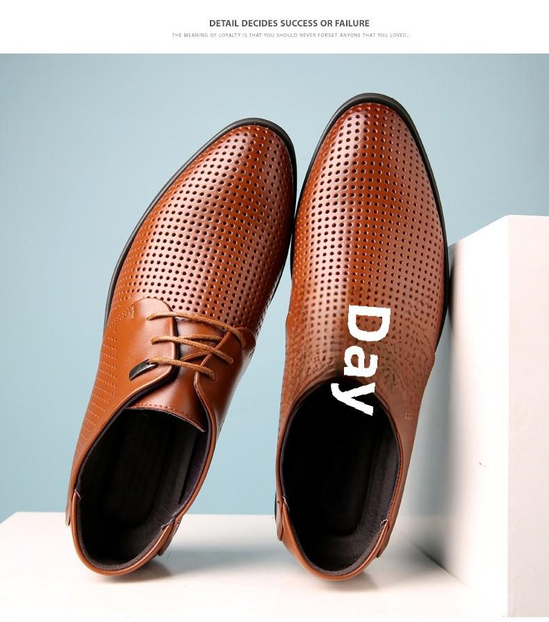 Men's Large Size Breathable Cowhide Leather Formal Shoes, Sizes 45-46, Lace-Up Casual Business Style.