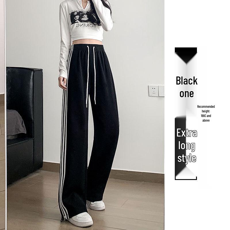 

2024 Women s Summer High-Waist Drape Wide-Leg Sweatpants: Casual, Elegant, Loose-Fit American Style. Small