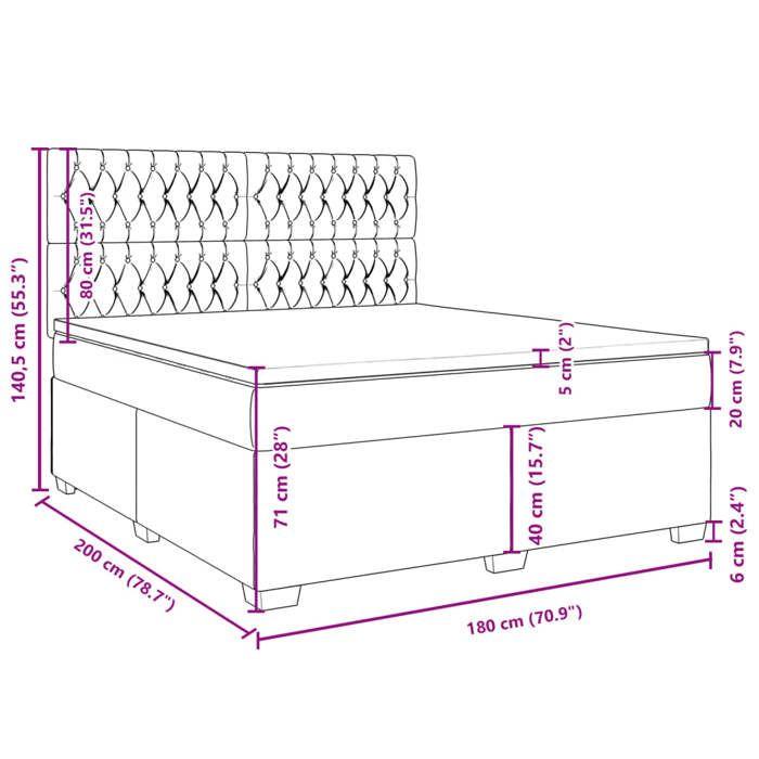 VidaXL Sommier à lattes de lit avec matelas Gris clair 180x200cm Tissu 3292874