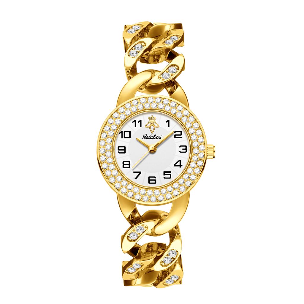 Yalalusi Chain List Full Of Diamonds Light Luxury Niche Women'S Watch Luxury Diamond Ring Gold Chain Watch