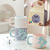 Pearlescent Glaze Bow Mug Nordic High Appearance Level Electroplated Ceramic  High End Feel  A Birthday Gift for A Girl's Best Friend