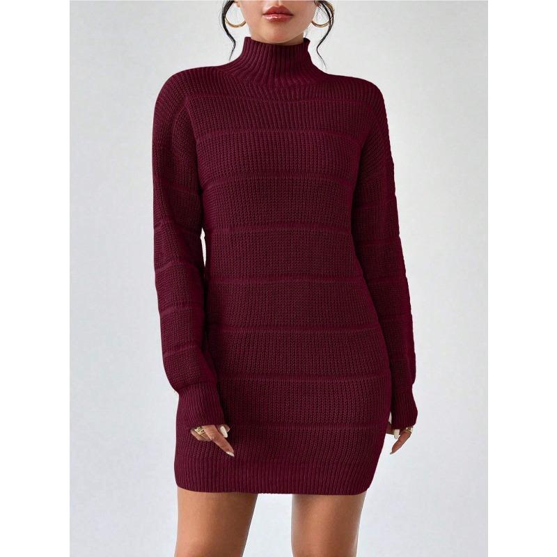 

autumn winter casual loose mini dress fashion Long Sleeve elasticity sweater Dresses turtleneck solid hip-wrapped knitted dress XL