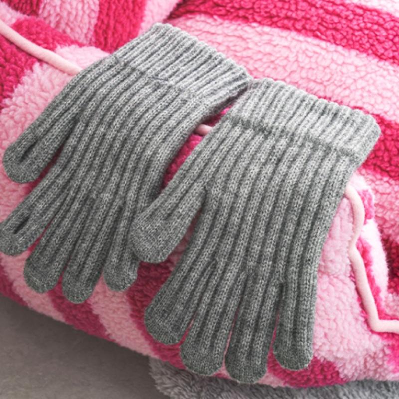 Daiso Ribbed Finger Hole Gloves Grey