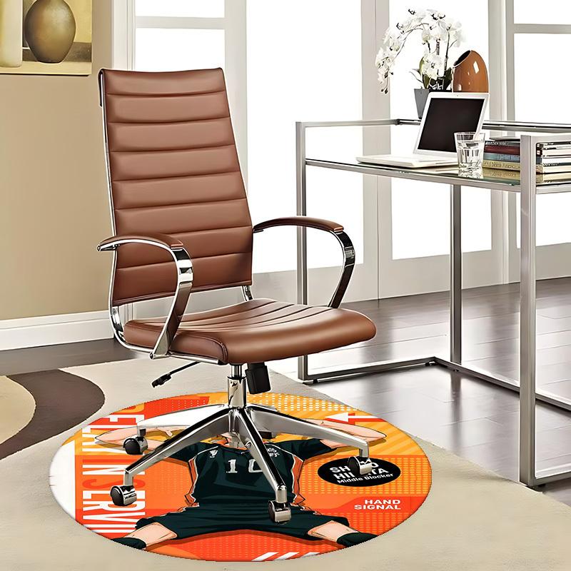 1pc Haikyuu Shoyo Hinata 10 Round Carpet, Office Chair Mat, Non-Slip Rug for Home Decor, Seasonal Gift, Suitable for Office, Living Room