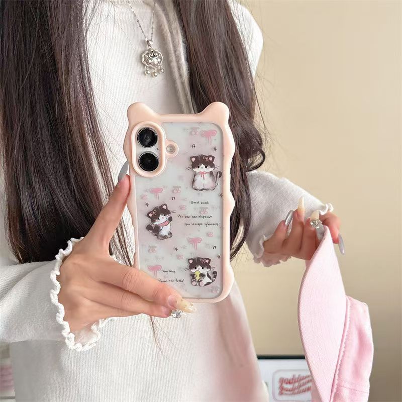 Star Black Cat Pink iPhone15promax Cute Cat Ear Huawei Apple 14pro Phone Case New Model