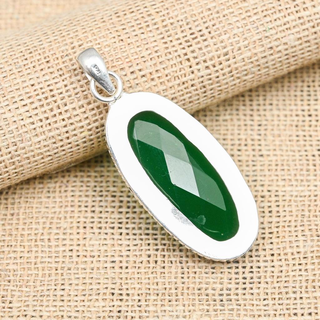 Green Onyx Gemstone Handmade 925 Sterling Silver Wedding Jewelry Pendant