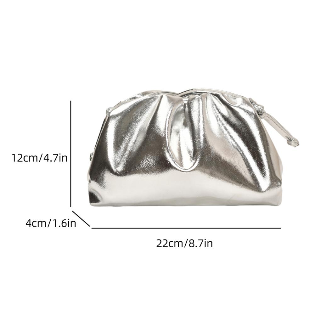 PU-Leder Plissierte Damen Knödeltasche Elegante Bankett Clutch Tasche Raffinierte Unifarbene Mode Abendtasche Damen Hochzeit Schicke Hobo Tasche
