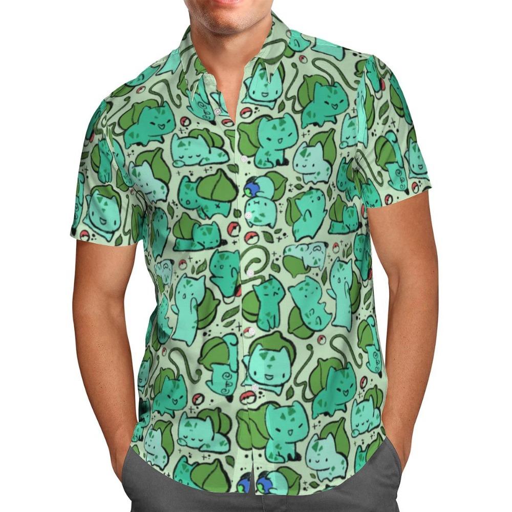 

Oversized Streetwear 3D Anime Green Short Sleeve Hawaiian Shirt Men s Beach Summer XL