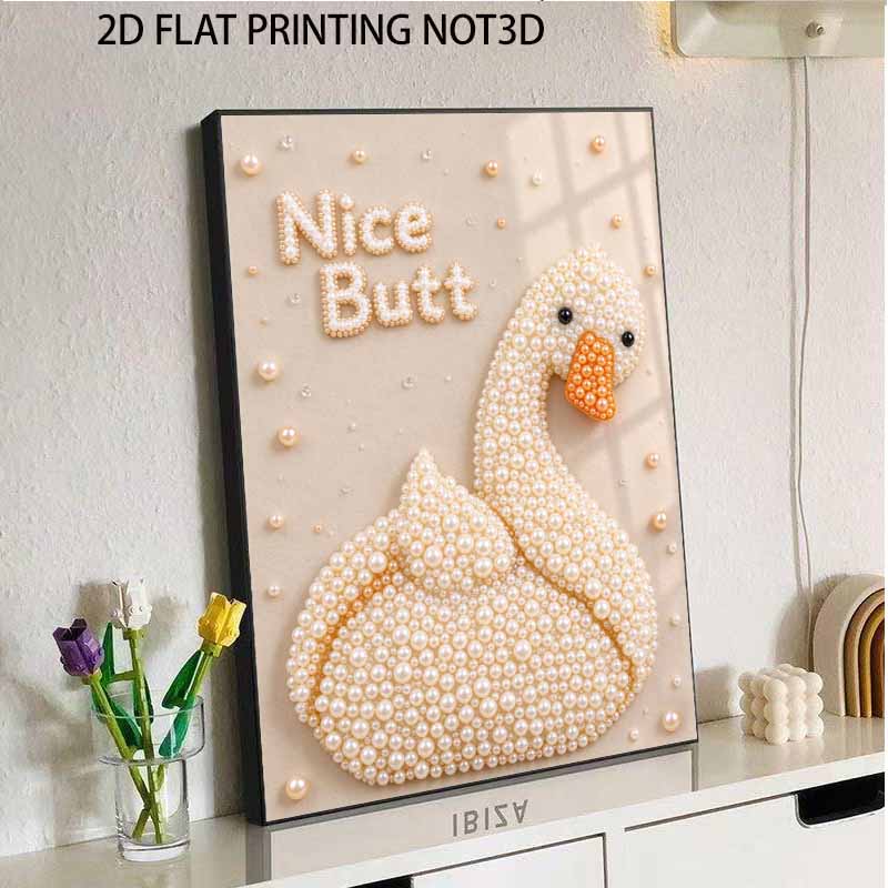 Creative Pearl Art on Stretched Frame Swan Duck Bird Pattern DIY Sparkling Bead Canvas Relaxing Handmade Craft Gift