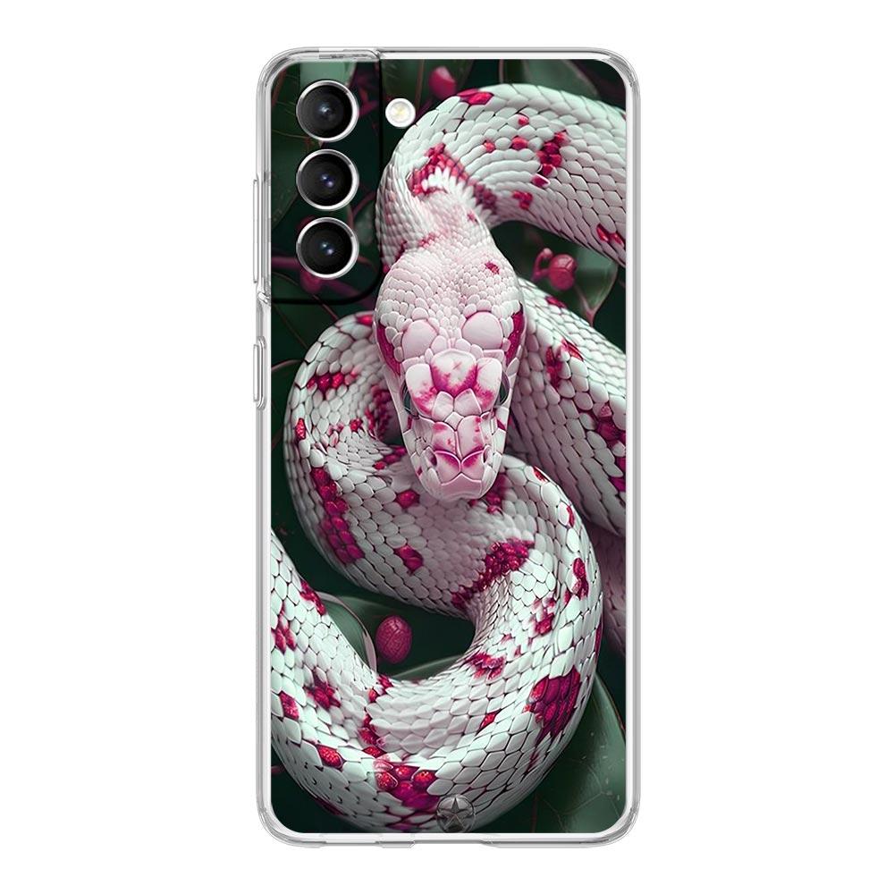 Phone Case For Samsung Galaxy S25 Edge S24 S23 FE S22 Ultra S20 S21 5G S10 Plus S10E Soft Clear Cover Blossom Pink Snake