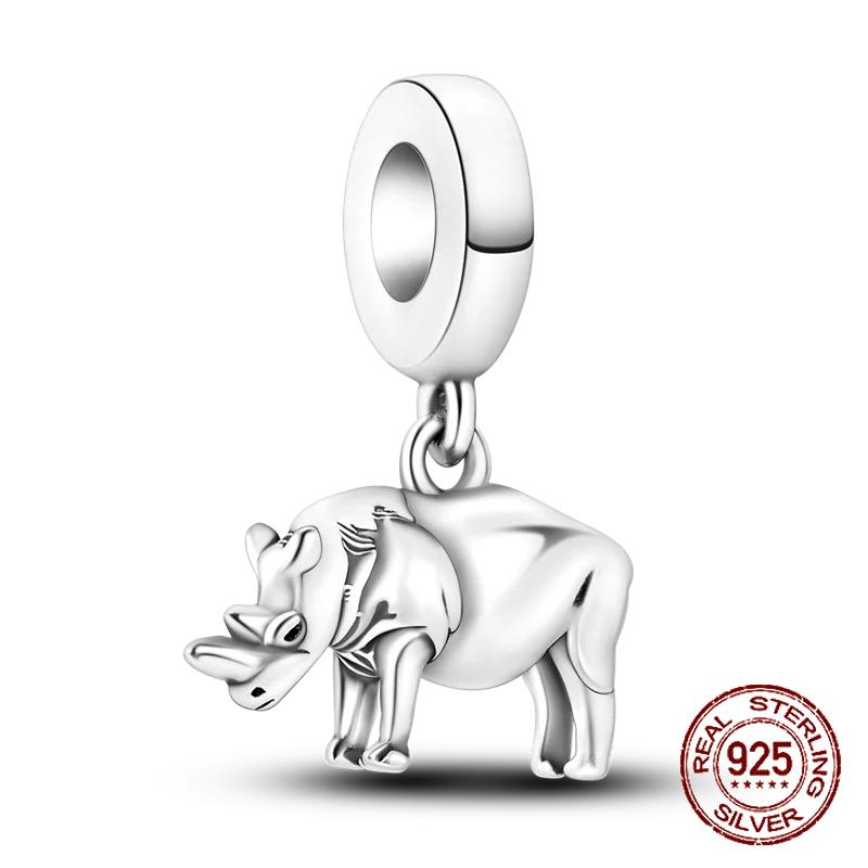 Inlaid Zircon Charm Beads Copper Color Love Heart Snake Dangle Fit Original Bracelet Charms Pendant Jewelry