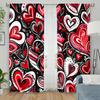 2 Stück Rote   schwarz-weiße Graffiti-Herzform-Vorhänge   lebendige Kunst   Schlafzimmer und Wohnzimmer   dekorative Stangentaschen