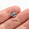 6pcs Evil Blue Eye Charm Dark Blue Heart Moon Eyes Pendant Rhinestone Stainless Steel Charm For Jewelry Making Necklace Keychain