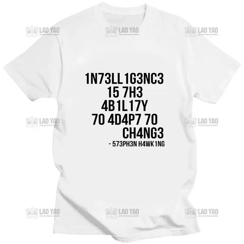 

Creative Men TShirts Funny Geek Tops Intelligence Is The Ability To Adapt To Change Letters Print Tee Male Overd T Shirt#Color XXXXXL чёрный