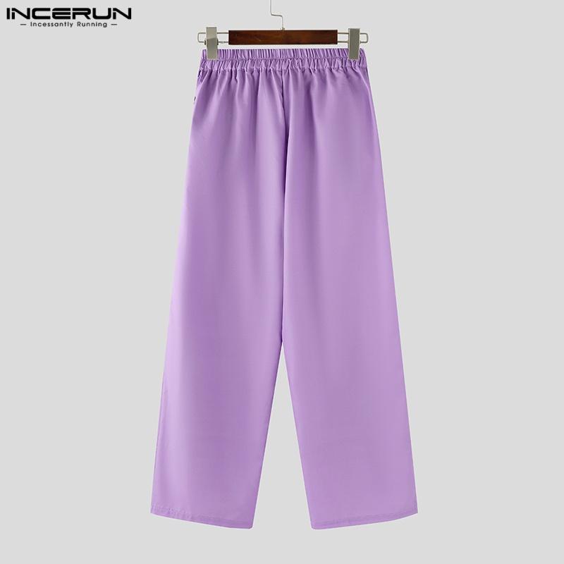 INCERUN Men Casual Loose Elastic Waist Printing Long Pants Trousers with Pockets