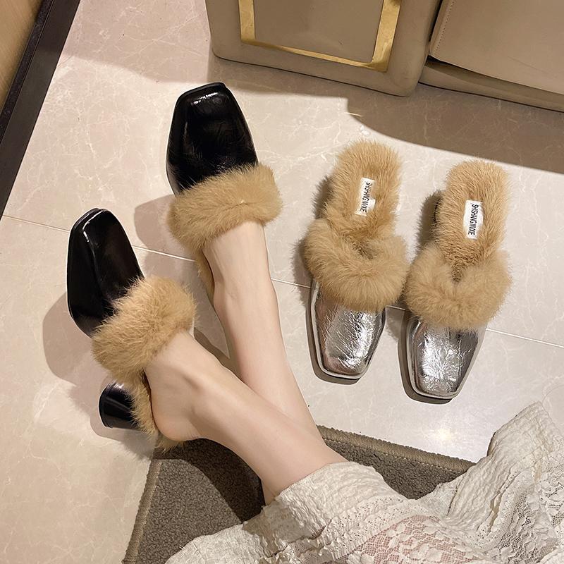 Fur Women Flats Cotton Boots Pointed Toe Suede Warm Shoes Designer Snow Boots Short Plush Walking Sexy Lady Shoes