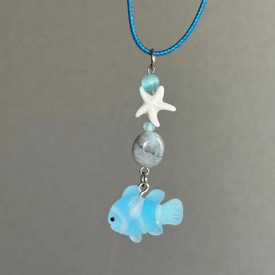 Collana con Pendente Pesce Rosso Cartone Animato Stile Coreano Catena a Corda Carina Animale Marino Catena da Collo Per Donne Accessori Gioielli