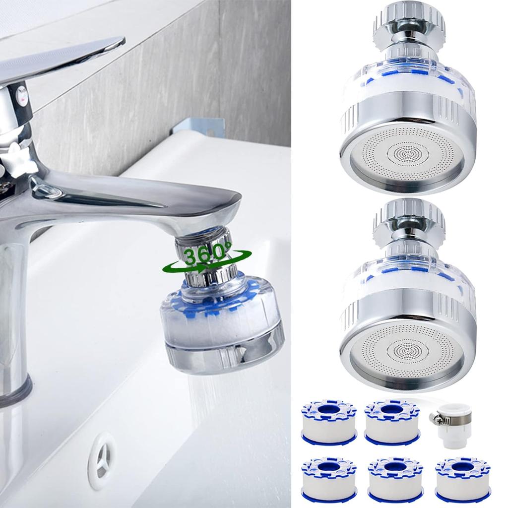 Bathroom Sink Faucet Filter, 360° Rotating FaucFilters Purifier Kitchen Tap Filtration Removes Chlorine Fluoride Heavy Metals Hard Water for Home &