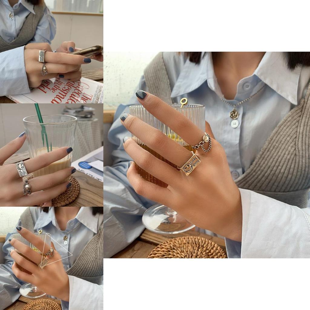 Sterling Elegant 925 Silver Smile Face Ring Simple Minimalist Jewelry For Women