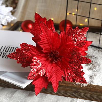 Cross-Border Christmas Velvet Sequin Floral Decorations