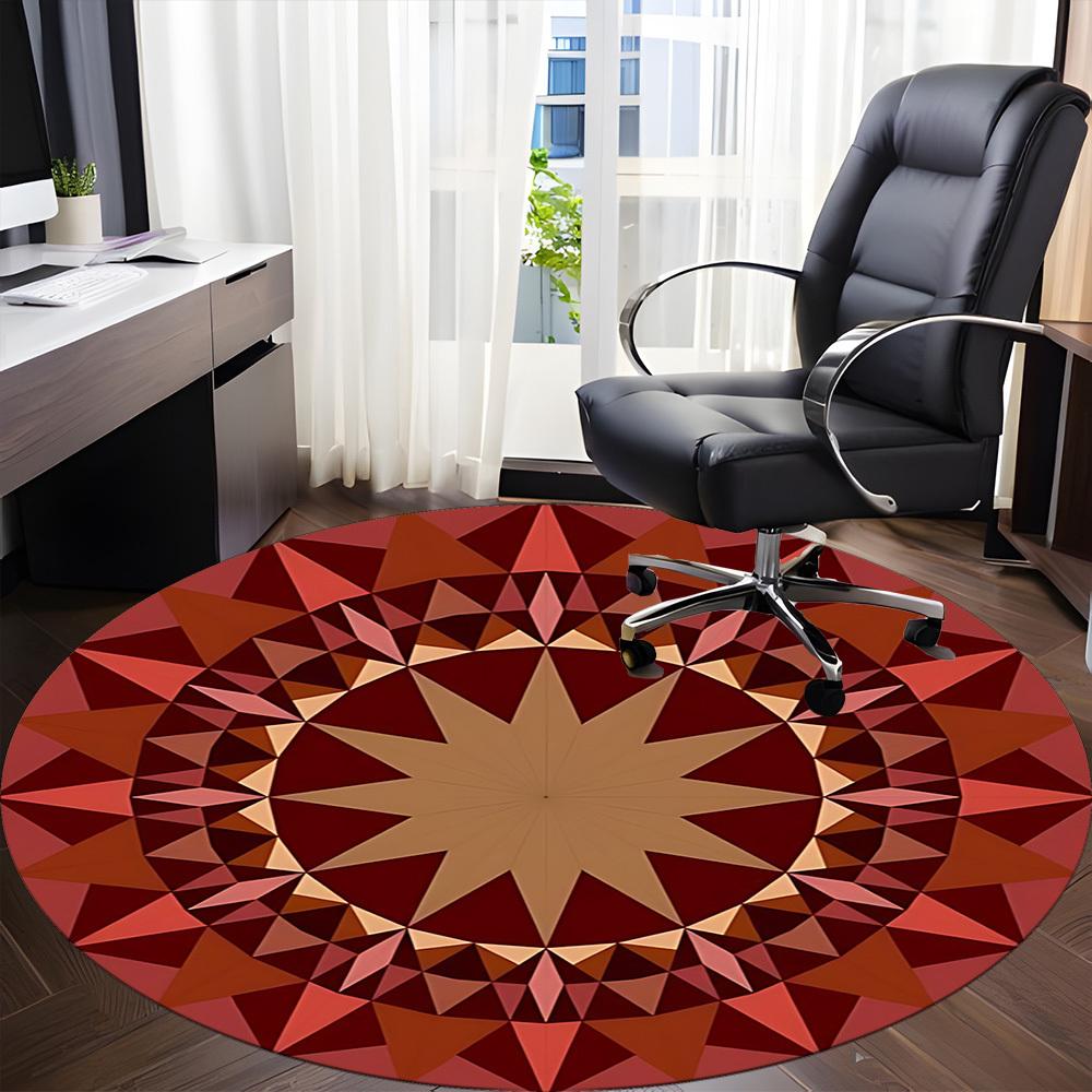 

1pc Kaleidoscope Pattern Chair Carpet for Office - Indoor Non-Slip Washable Polyester Fiber Carpet, Soft Comfortable Mat For Office yy250928055 80cm by 80cm