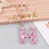Cute  Bling Keychain A To Z Initial Letter Love Heart Star Pink For Women Girls Bag Cup Pendant Key Chain Accessories