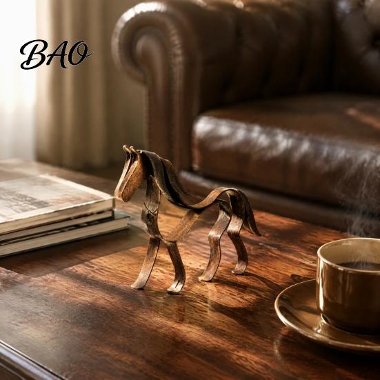Rustic Style Room Ornament Vintage Metal Horse Figurine, Handcrafted Sculpture Art Statue, Creative Housewarming Gift Modern Desktop Decor for