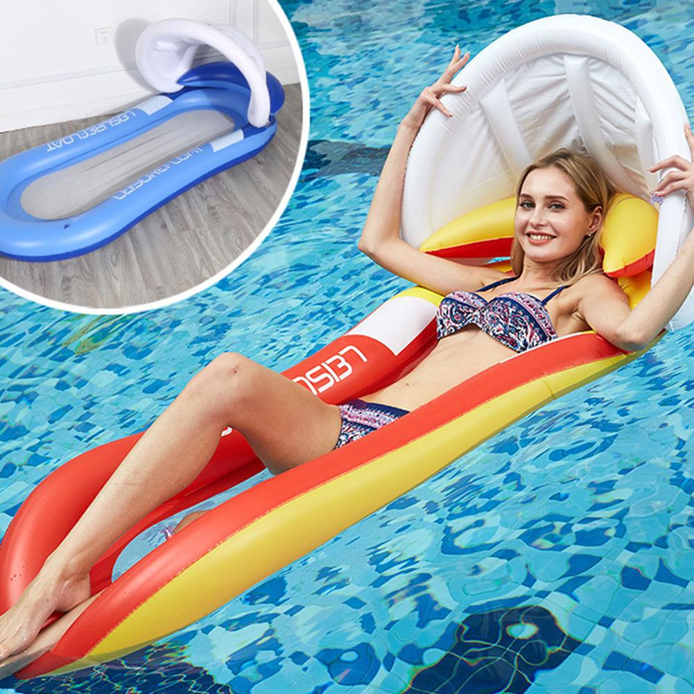 Summer Water Inflatable Floating Row with Cover Sunscreen Foldable Hammock