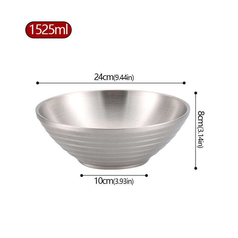304 Stainless Steel Bamboo Hat Bowl Ramen Bowl Japanese Bowl Double Layer Rice Bowl Large Cold Noodles Spicy Hot Bamboo Hat Bowl