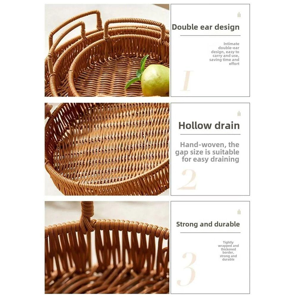 1Pcs Plastic Imitation Wicker Rattan Handwoven Rattan Basket