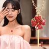 2021 Fashion Rotating Four-Leaf Clover Necklace Rotating Small Windmill Key Collarbone Chain For Women