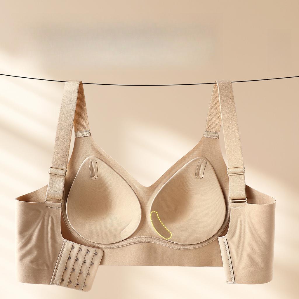 Plus-size Lingerie Women's Lift Anti-sagging Seamless Bra Adjustable Bra Thin Fixed Cup Bra Push Up Bra