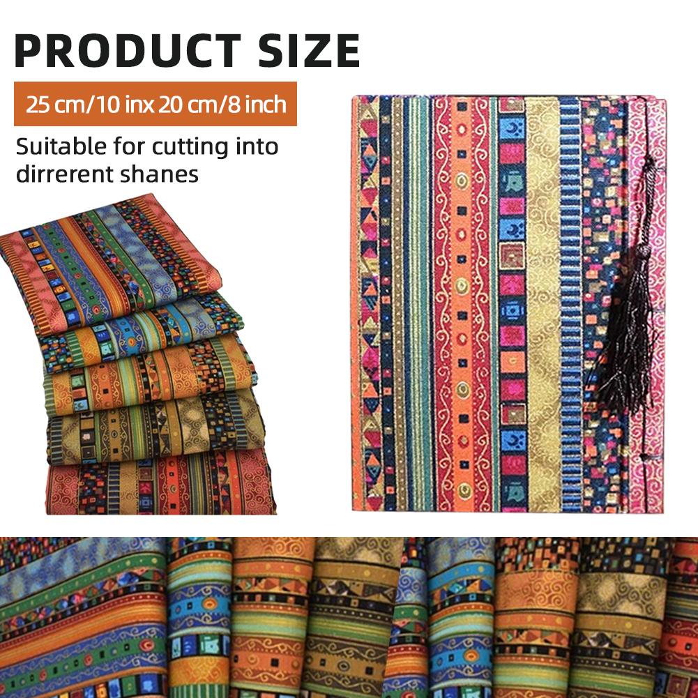 5 Pcs/set Colored  Printing  Fabrics Ethnic Style Pattern Striped Bronzing Handmade Patchwork Set Soft Breathable Diy Printed Cloth