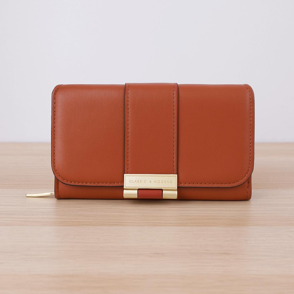 Foldable PU Leather Short Wallet Zipper Women Card Holder Water-proof Three Fold Wallet  Gift