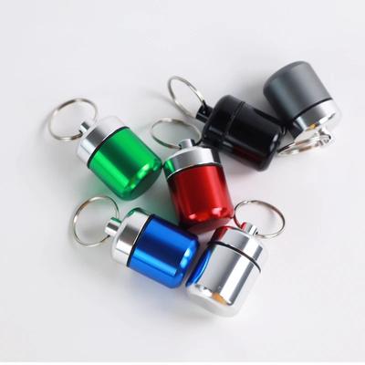 Mini pastillero portátil de aluminio, impermeable, de alta calidad, con almacenamiento sellado, cabeza plana y llavero para contenedor de medicina, nuevo