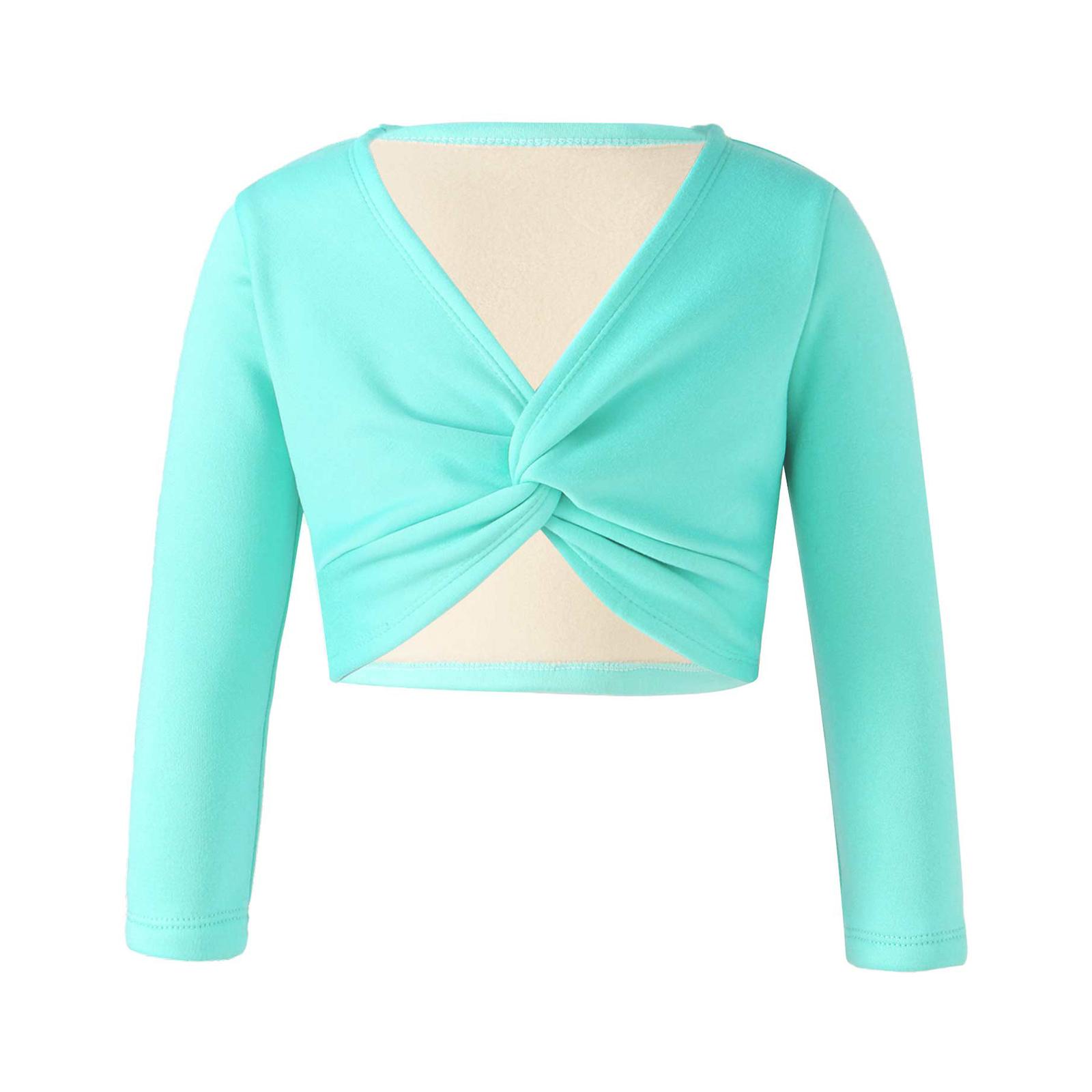 

Дівчачий танцювальний верхній одяг з довгим рукавом, зав язкою, драпіруванням спереду, однотонна коротка куртка, накидка для виступів 15-16 Years м ята зелений колір