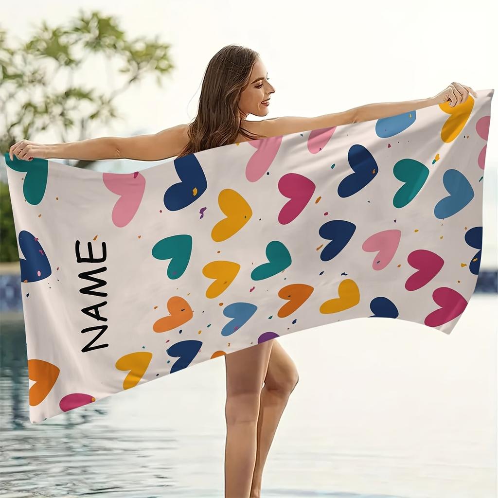 Personalized Beach Towel Design Custom Name logo Microfiber Beach Towel Thin Absorbent for Beach Swimming Yoga Bath Sports