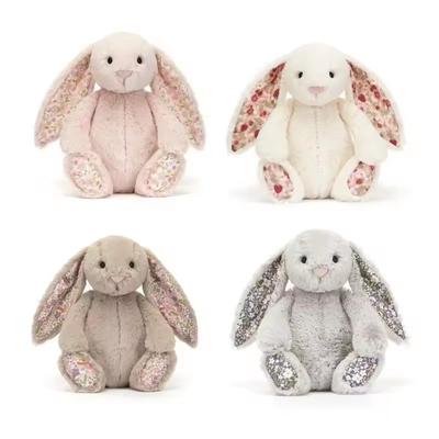 JC Bonnie Kaninchen Plüschtier mit Blumenohren Kawaii Kuscheltier Weiches Sofakissen Kindergeburtstagsgeschenk Raumdekoration