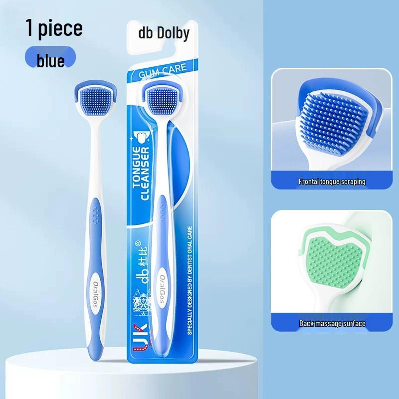 Double-Sided Antibacterial Tongue Scraper and Brush for Freshening and Deep Cleaning