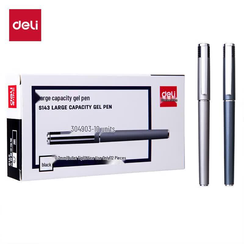 Deli 0.7mm Black Bullet Tip Gel Pen (24-Count)