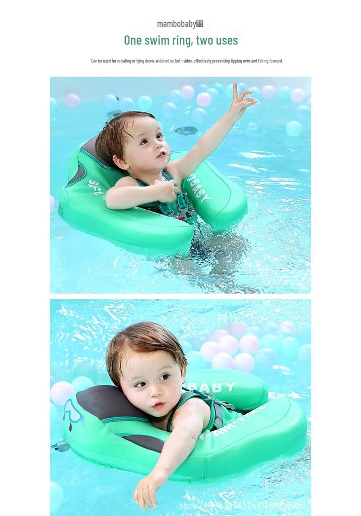 Man Bao Inflatable Baby Swimming Ring with Sunshade, Padded Underarm Vest for 0-3 Year Olds